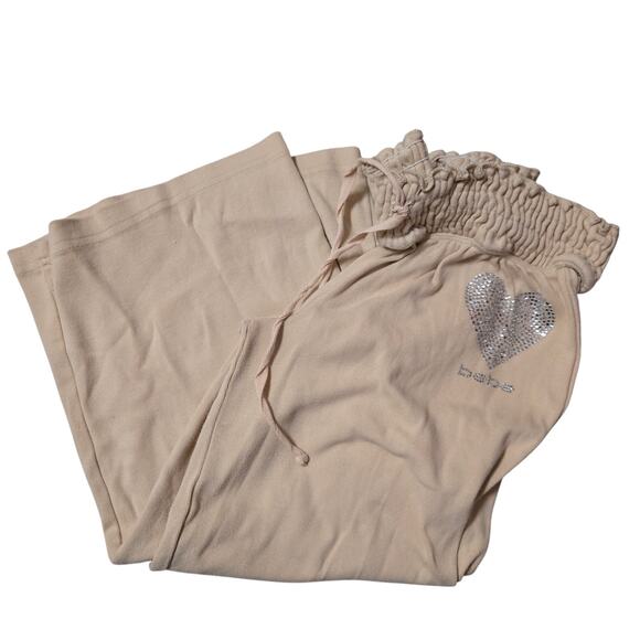 bebe Women's Y2K Capri length lounge pants bling beige Size Medium Mcbling - Picture 2 of 9